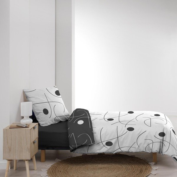 Biało-ciemnoszara pościel jednoosobowa z mikrowłókna 140x200 cm Sonate – douceur d'intérieur-image-4