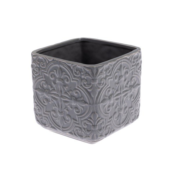 Szara doniczka ceramiczna Dakls Rusto, wys. 13 cm