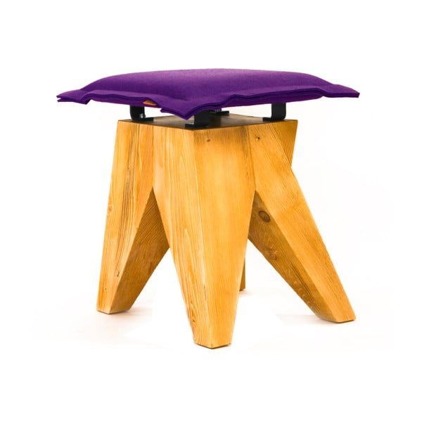 Drewniany stołek Low, fioletowy