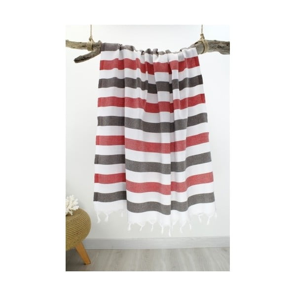Ręcznik hammam Rainbow Style Red Brown, 100x180 cm