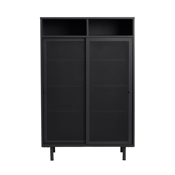Czarna metalowa szafka z drzwiami przesuwnymi 90x140x40 cm Veep – Unique Furniture
