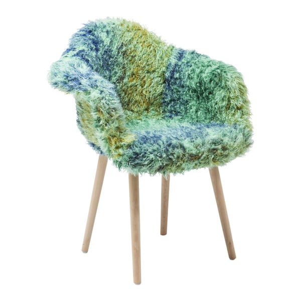 Zielono-niebieskie krzesło do jadalni z obiciem ze skóry ekologicznej Kare Design Eyti