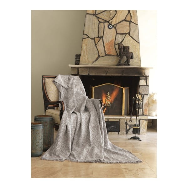 Beżowy koc bawełniany Mismo Linen, 170x220 cm