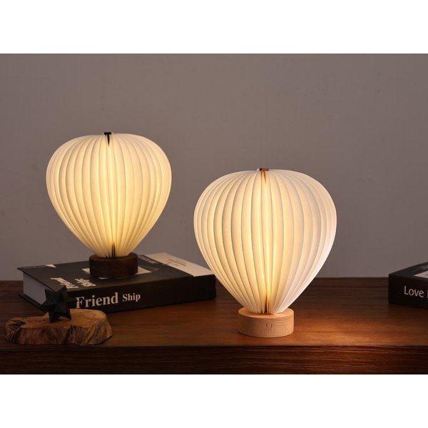 Biała lampa stołowa LED ze ściemniaczem i papierowym kloszem (wysokość 20 cm) Aeris – Gingko-image-2