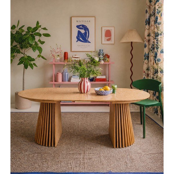 Okrągły rozkładany stół z blatem w dekorze dębu ø 120 cm Osaka – House Nordic-image-3