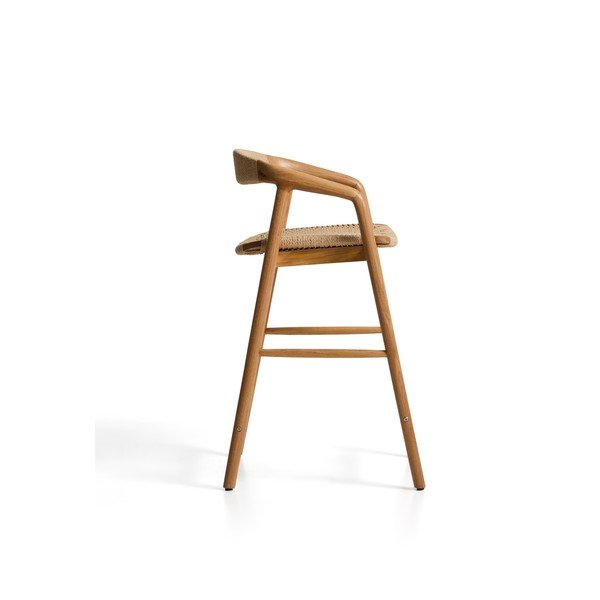Hoker z podłokietnikami z litego drewna dębowego w naturalnym kolorze (wysokość siedziska 65 cm) Derile – Kave Home-image-4
