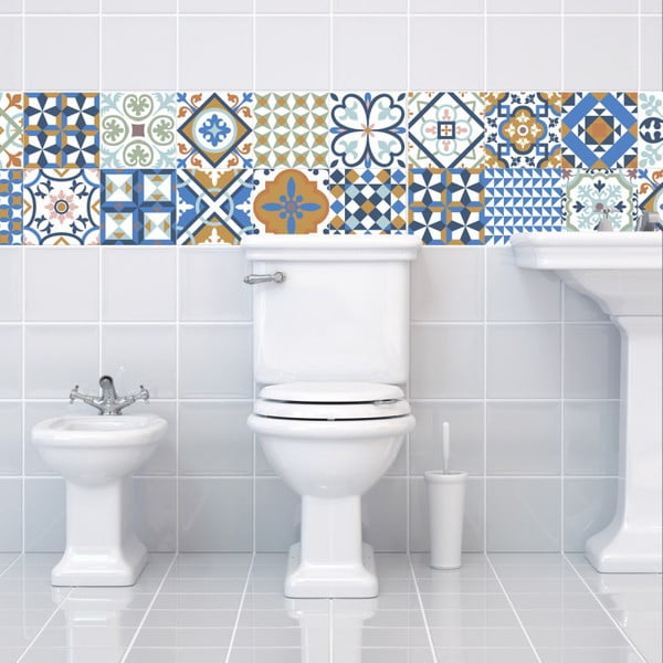 Zestaw 24 naklejek ściennych Ambiance Wall Decal Tiles Azulejos Ornaments Mosaic, 15x15 cm