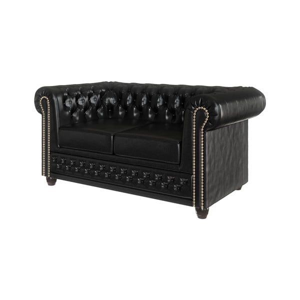 Czarna rozkładana sofa z imitacji skóry 148 cm York – Ropez