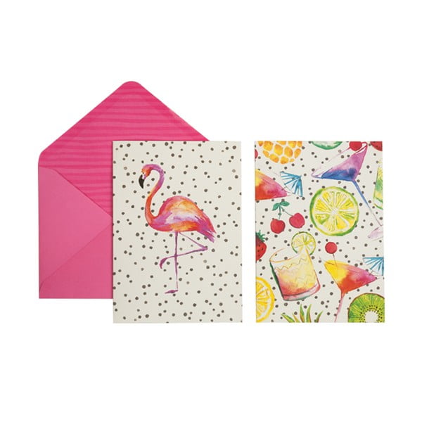 Zestaw 12 kartek na życzenia z kopertami Portico Designs Totally Tropical