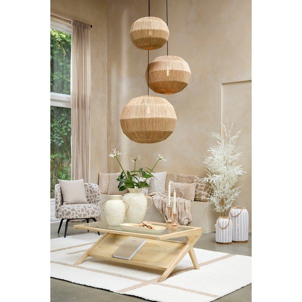 Stolik ze szklanym blatem w ciemnym naturalnym kolorze 70x112 cm Yuki – Light & Living-image-1