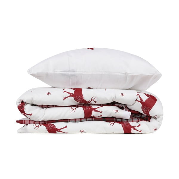 Pościel dwuosobowa z prześcieradłem z domieszką bawełny Mijolnir Geyik Claret Red, 200x220 cm-image-2