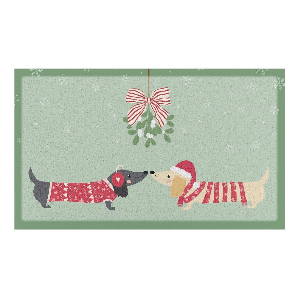 Wycieraczka ze świątecznym motywem z plastiku z recyklingu 40x70 cm Christmas Sausage Dogs – Artsy Doormats