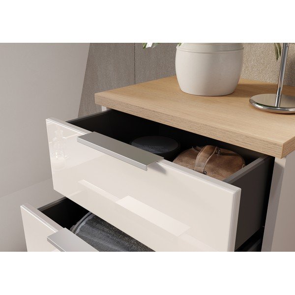 Kremowa wysoka/wąska szafka łazienkowa z połyskiem 39x112 cm Tavira – Germania-image-4