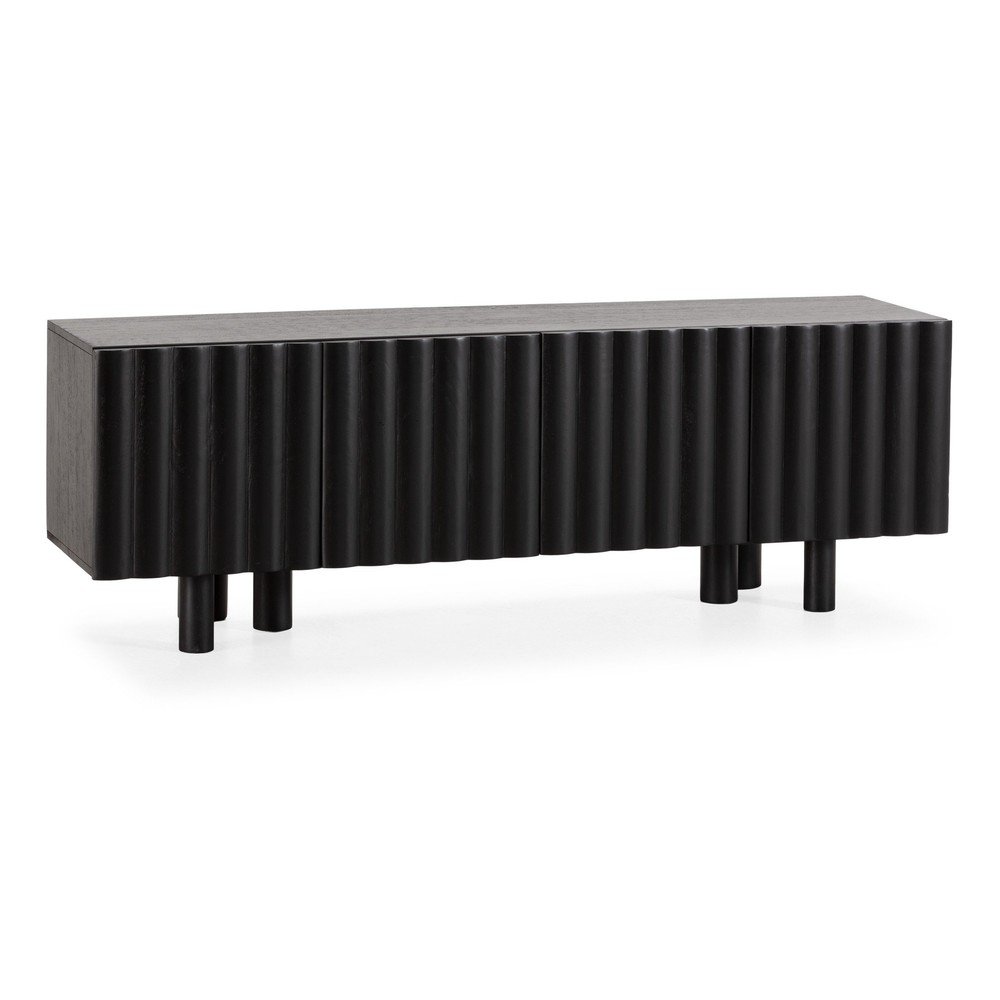 Czarna szafka pod TV z litego drewna mango 160x55x40 cm Tamira – MOME