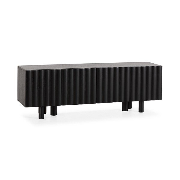 Czarna szafka pod TV z litego drewna mango 160x55x40 cm Tamira – MOME