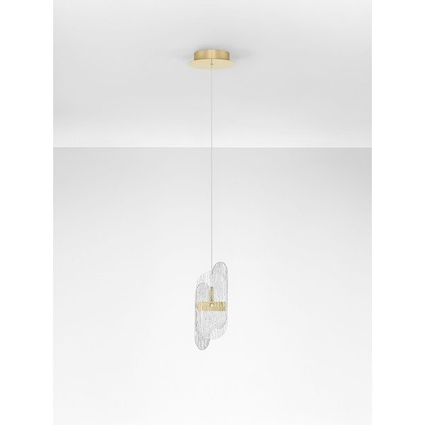 Metalowa lampa wisząca LED ze ściemniaczem w kolorze mosiądzu ze szklanym kloszem ø 14 cm Lucien – Nova Luce-image-3