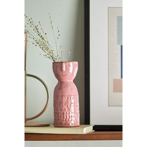 Różowy kamionkowy ręcznie wykonany wazon (wysokość 14,5 cm) Embla – Bloomingville-image-1
