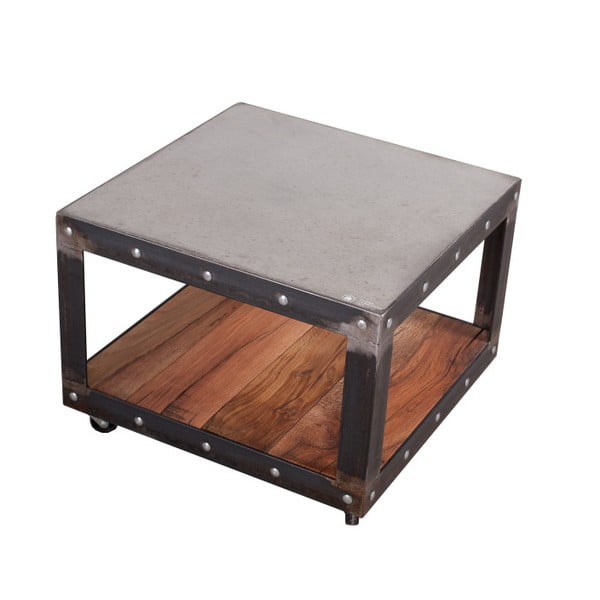 Stolik z blatem z drewna dębowego z recyklingu i betonu FLAME furniture Inc. Little Jumbo