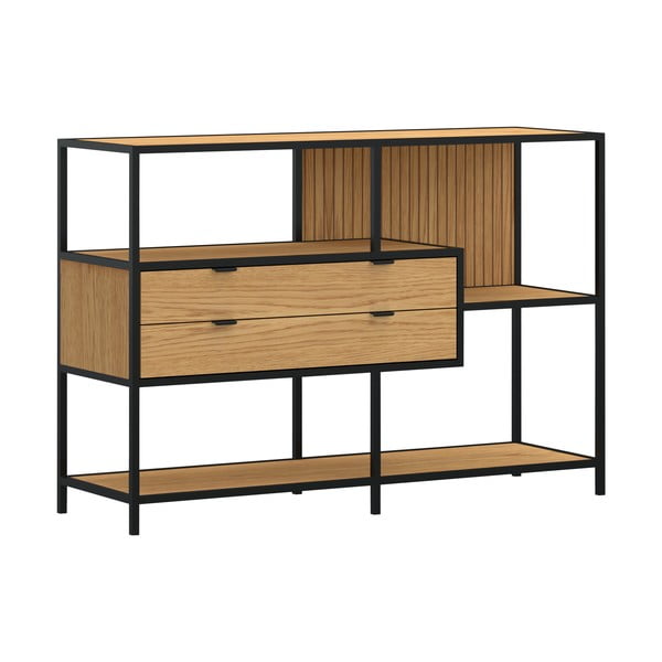 Czarny regał w dekorze dębu 114x78x35 cm Seaford – Actona-image-2