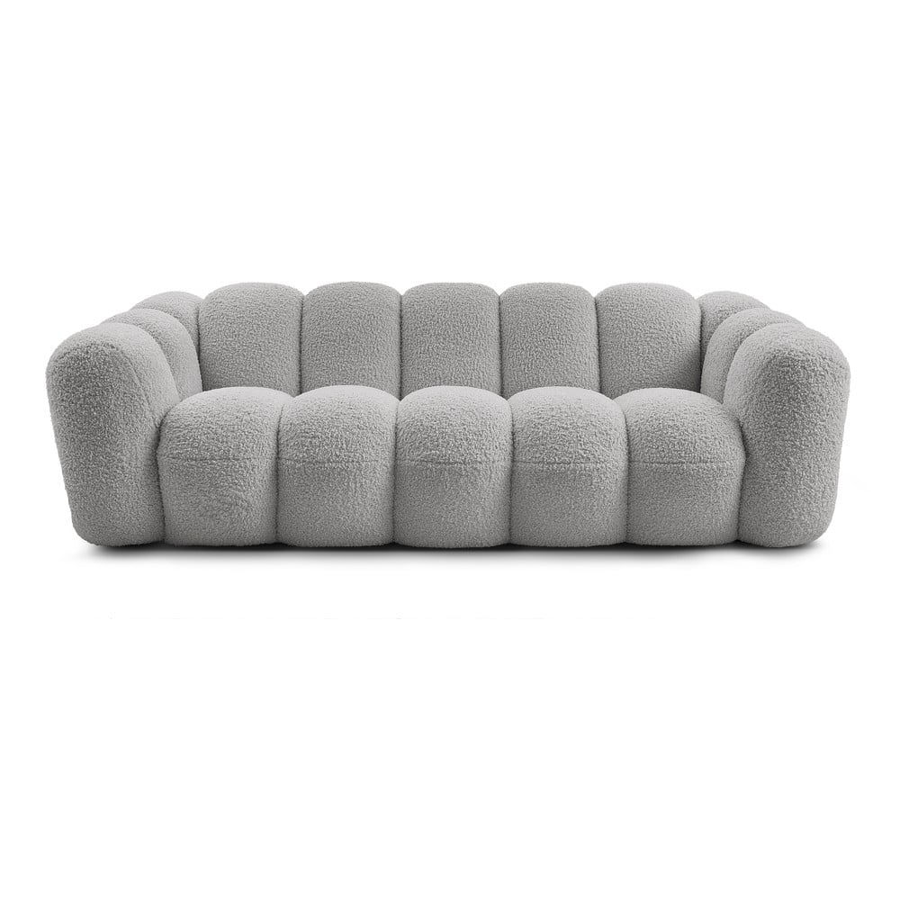 Jasnoszara sofa z materiału bouclé 232 cm Hippolyte – Bobochic Paris
