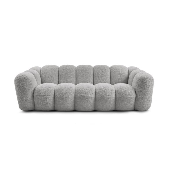 Jasnoszara sofa z materiału bouclé 232 cm Hippolyte – Bobochic Paris