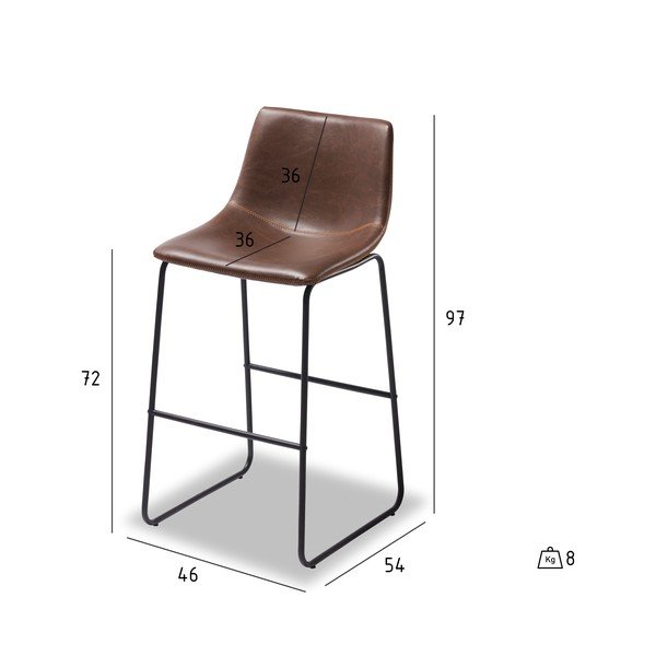 Zestaw 2 ciemnobrązowych hokerów Furnhouse Indiana-image-1