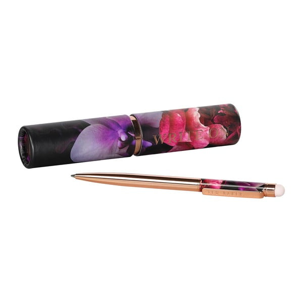 Długopis w różowozłotej barwie w kwiecistym etui Ted Baker Touch Screen Splendour