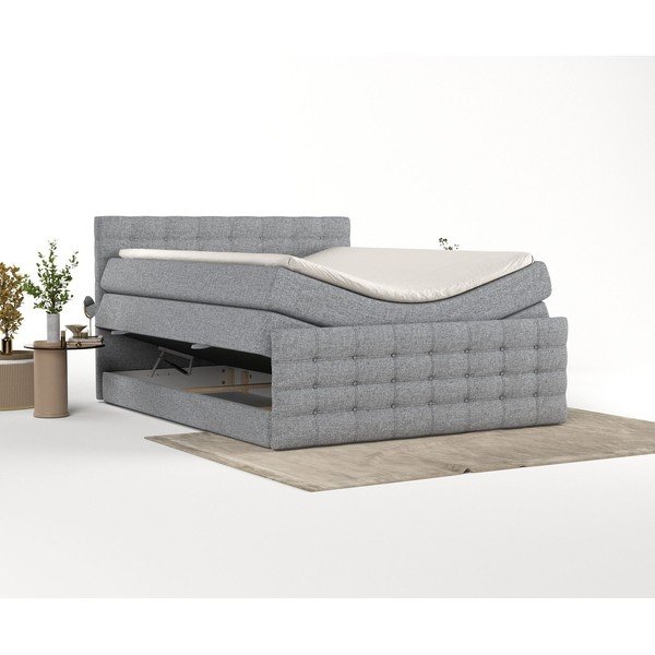 Szare łóżko boxspring ze schowkiem 180x200 cm Blend – Maison de Rêve-image-4