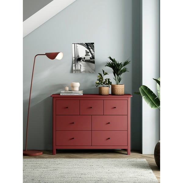 Czerwona niska komoda z drewna sosnowego 110x80 cm Misti – Marckeric-image-1