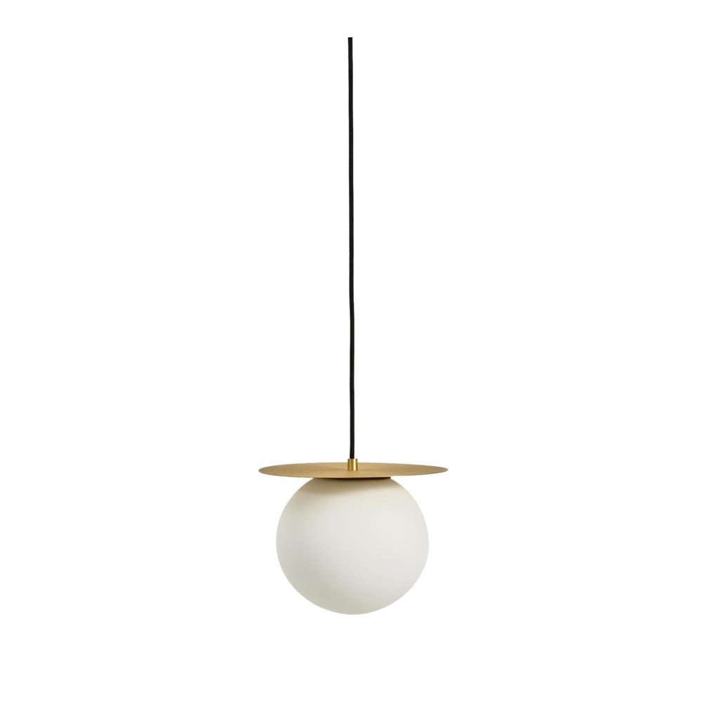 Biała/w kolorze złota metalowa lampa wisząca ze szklanym kloszem ø 25 cm Brisia – Kave Home