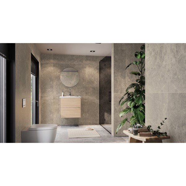 Wisząca szafka pod umywalkę w dekorze dębu w naturalnym kolorze 61x61 cm Bodera – Germania-image-1