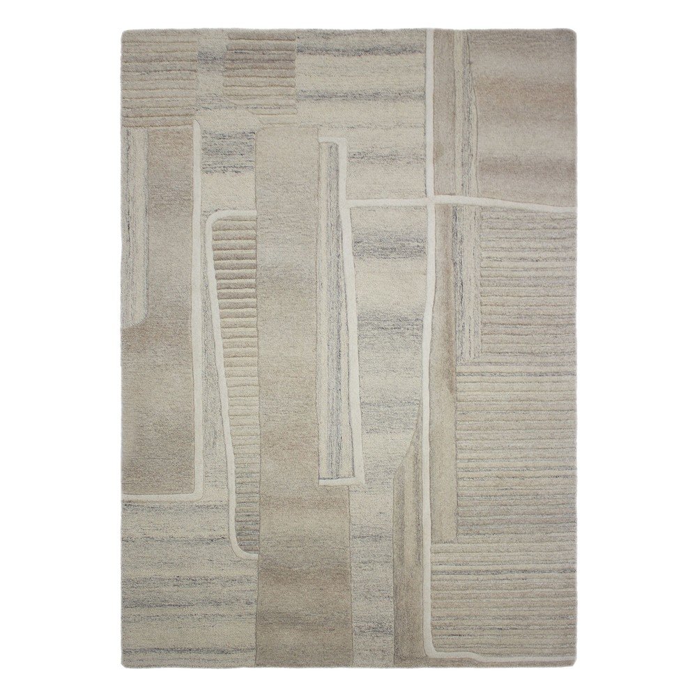 Szarobeżowy wełniany dywan tkany ręcznie 140x200 cm Lira  – Flair Rugs