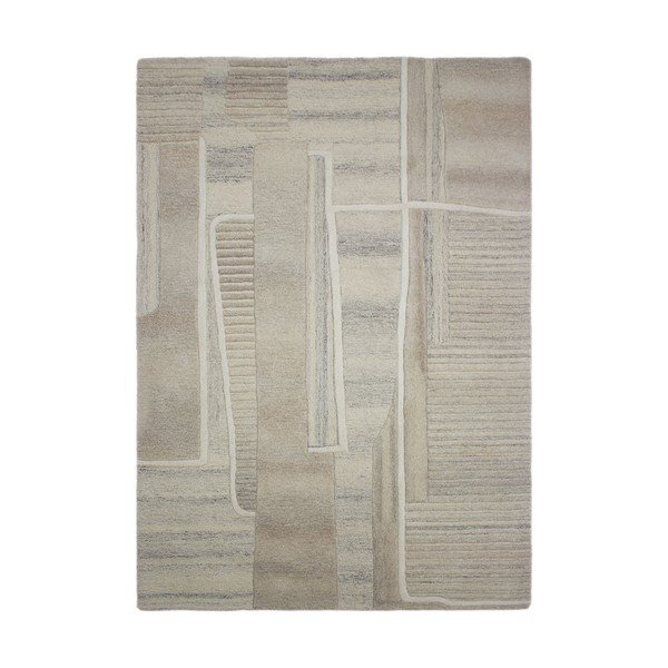 Szarobeżowy wełniany dywan tkany ręcznie 140x200 cm Lira  – Flair Rugs