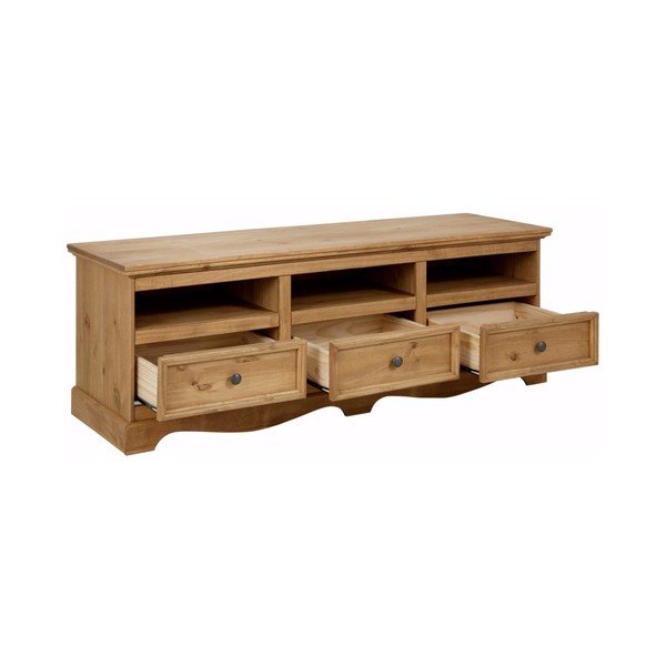 Szafka pod TV z litego drewna sosnowego Støraa Monty, szer. 163 cm-image-1
