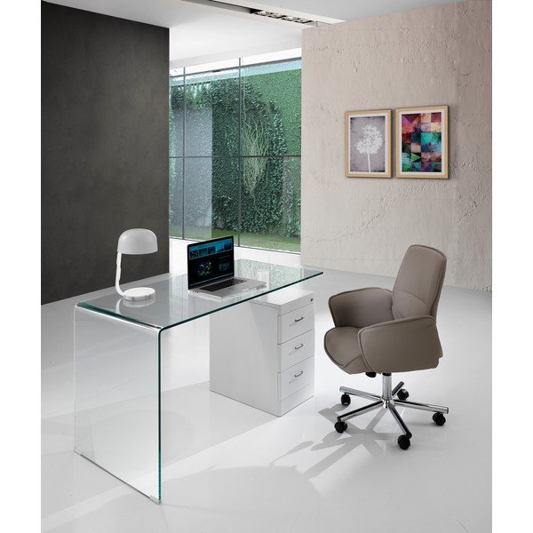 Biurko ze szklanym blatem 65x125 cm Bow – Tomasucci-image-4