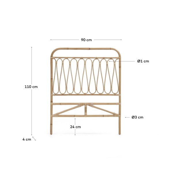 Rattanowy zagłówek w naturalnym kolorze 90x110 cm Caterina – Kave Home-image-3