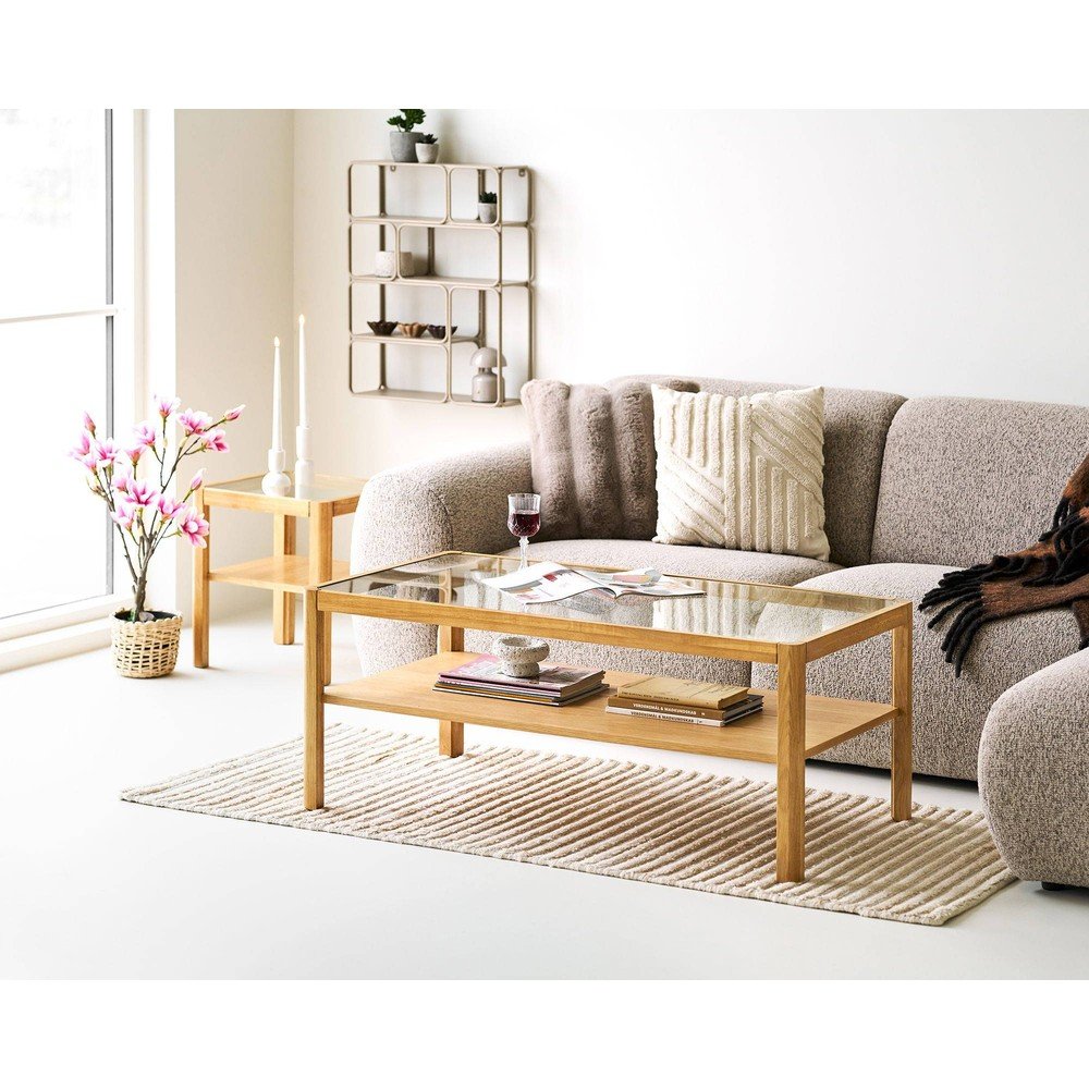 Stolik ze szklanym blatem w naturalnym kolorze 60x110 cm Lourmarin – House Nordic (zdjęcie 3)