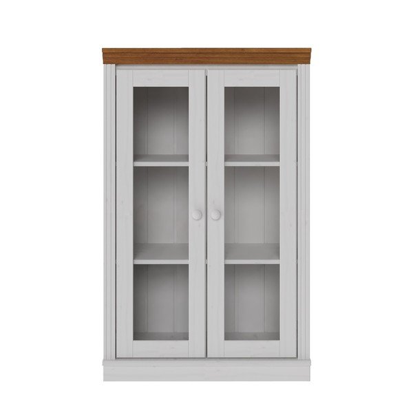 Biała/w bursztynowym kolorze witryna z litego drewna sosnowego 74x118x35 cm Anita – Støraa