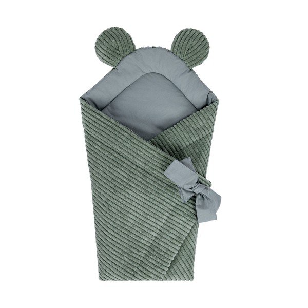 Zielony rożek niemowlęcy sztruksowy 35x65 cm – Meowbaby