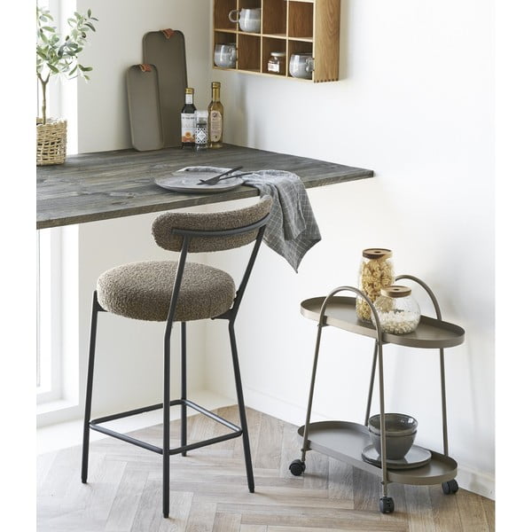 Brązowy tapicerowany hoker (wysokość siedziska 65 cm) Badalona – House Nordic-image-1