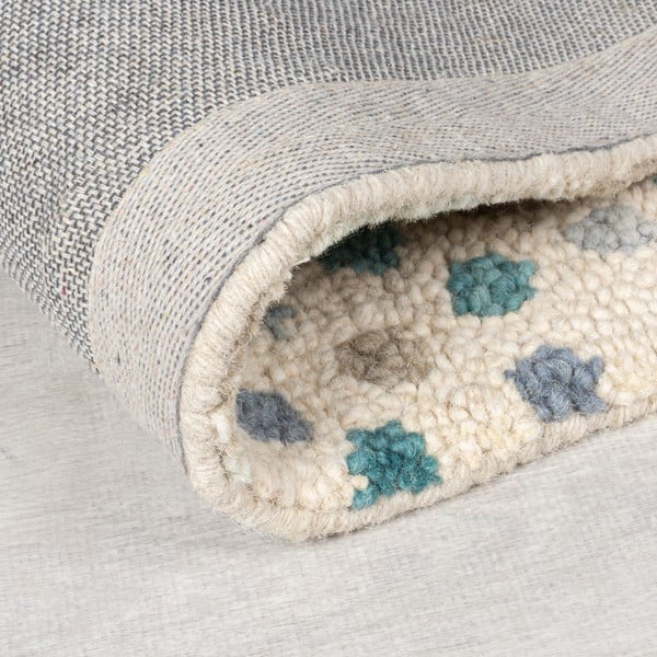 Niebiesko-beżowy wełniany dywan tkany ręcznie 120x170 cm Eloise Patchwork – Flair Rugs-image-3