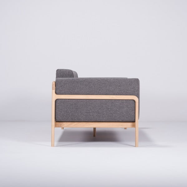 Ciemnoszara sofa z konstrukcją z litego drewna dębowego Gazzda Fawn, 210 cm-image-2
