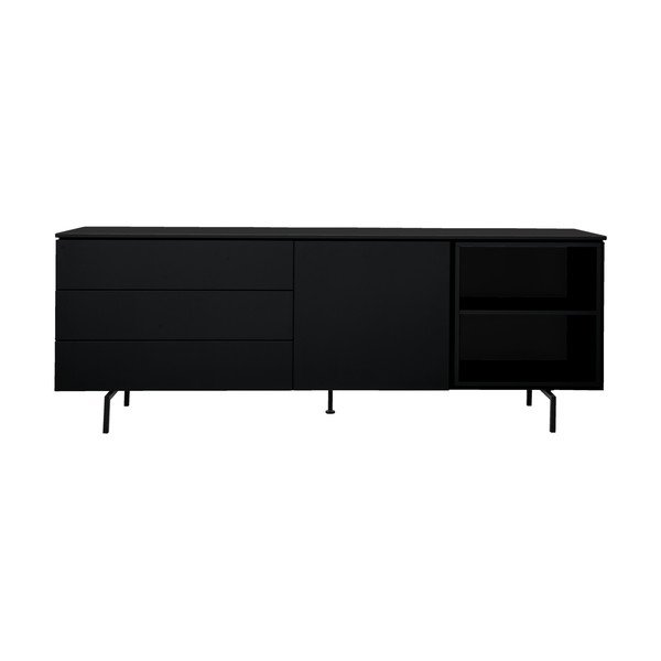 Czarna niska komoda 210x76 cm Plain – Tenzo