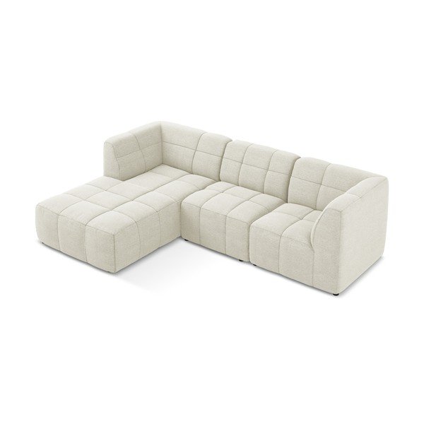 Beżowy narożnik z materiału bouclé (lewostronny/z szezlongiem) Aloha – Makamii-image-3