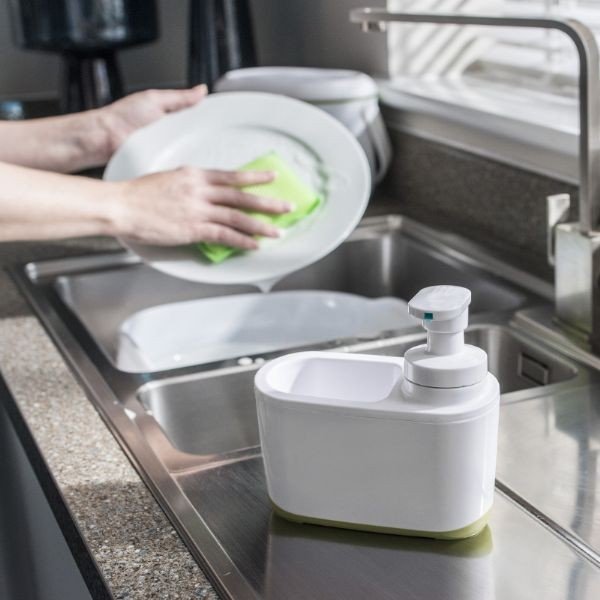 Biało-zielony dozownik do mydła Addis-image-3