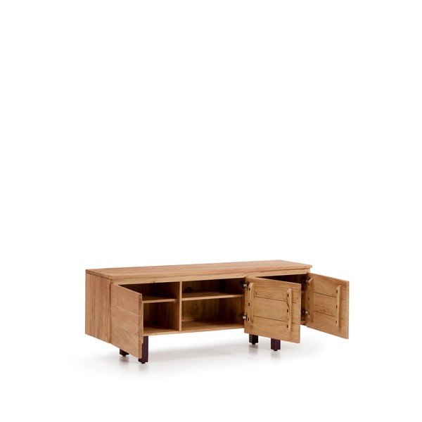 Szafka pod TV z litego drewna akacjowego w naturalnym kolorze 150x58x40 cm Uxue – Kave Home-image-4