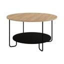 Czarny okrągły stolik z blatem w dekorze dębu ø 80 cm Tonka – Marckeric