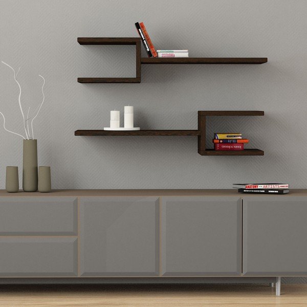 Zestaw 2 ciemnobrązowych półek Fork-image-1