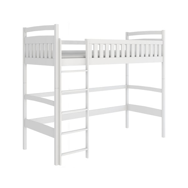 Białe podwyższone łóżko dziecięce z drewna sosnowego 80x200 cm Mia – Lano Meble