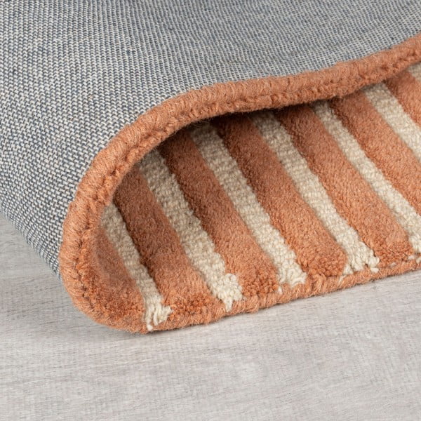 Wełniany dywan tkany ręcznie w kolorze terakoty 200x290 cm Lozenge Terracotta – Flair Rugs-image-3